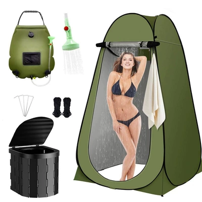 Long-Distance Travel, Highway Self-Driving – Kempinq və səyahət - single-12m-military-green-tent-black-covered-toilet-green-bath-bag