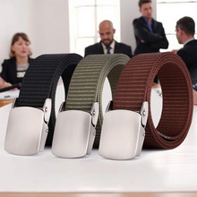 跨境爆款男士编织皮带户外运动帆布战术腰带休闲尼龙透气压扣裤带