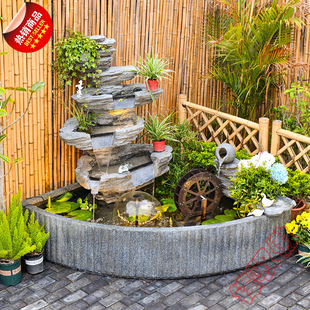 FP2 large rockery fountain flowing water hotel office villa courtyard balcony club feng shui wheel fish pond lucky
