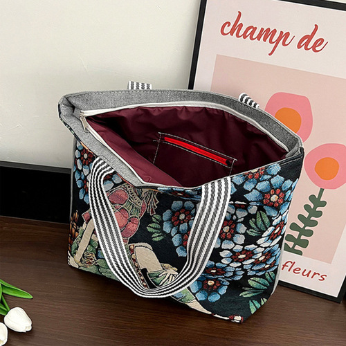 New Autumn and Winter Bags Women's Bags Embroidered Retro Fashion Large Capacity Canvas Bags Shopping and Work Women's Shoulder Bags