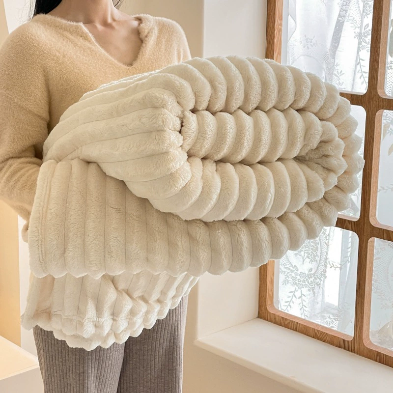 Оптовая продажа: Плед из кроличьего меха для офиса, плед из кораллового флиса, плед для кондиционера, осень-зима 2025, трансграничная компрессионная упаковка