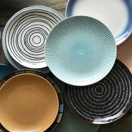 艺家8寸个性日式餐具西餐盘创意陶瓷盘子家用菜盘圆形牛排盘餐盘