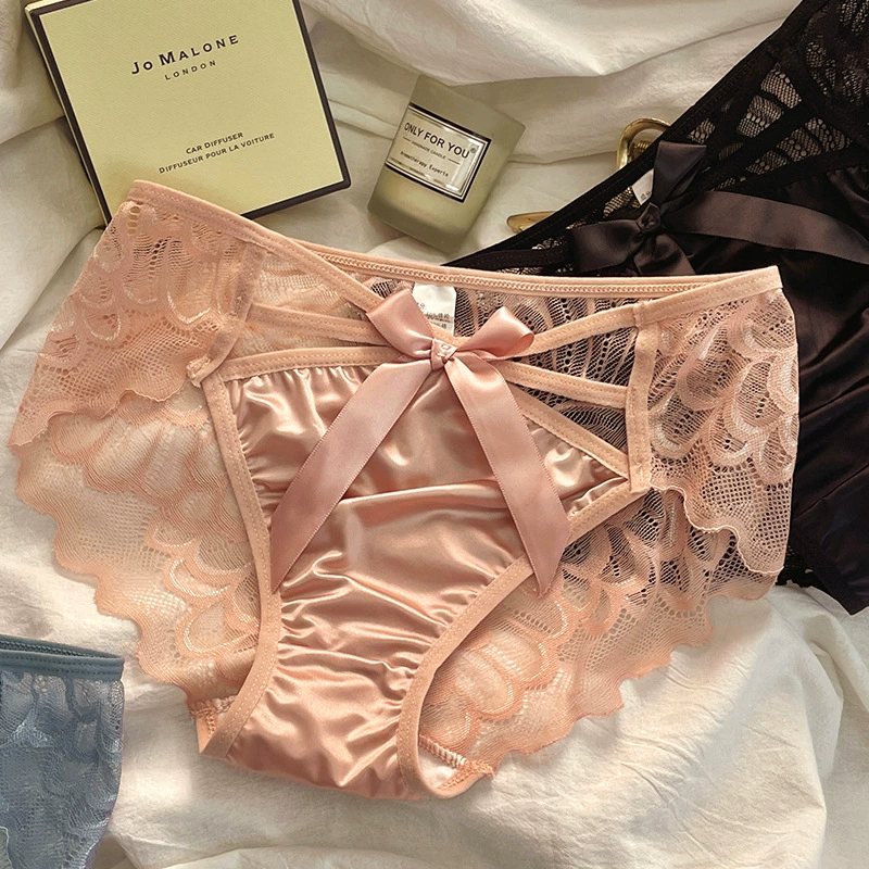 Нижнее белье, кружевные sexy штаны с бантом, дышащие мягкие штаны, французский стиль