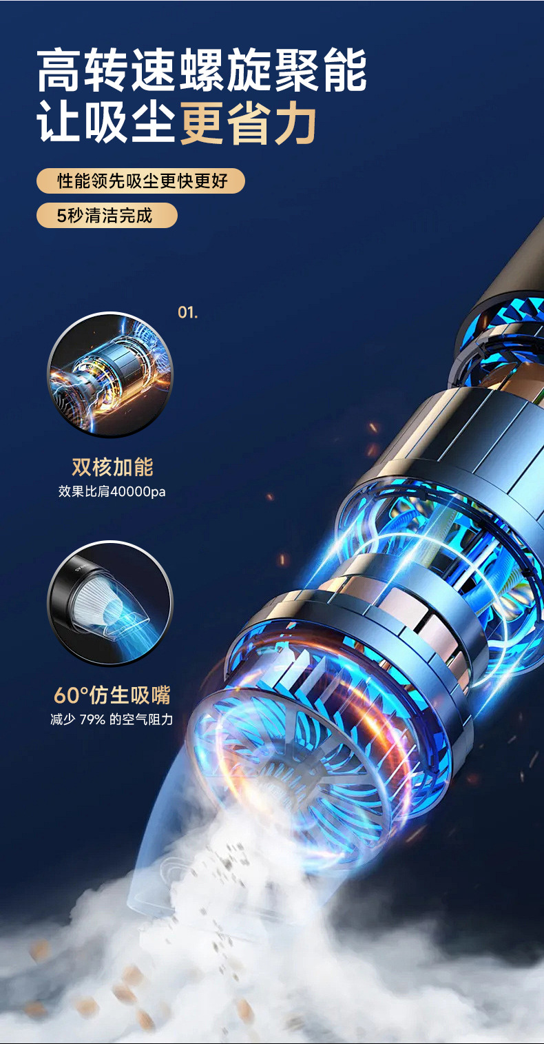 Digital Display Screen Car Vacuum Cleaner, Car and Home Handheld Wireless Multi-Functional Super Powerful Suction Mini Vacuum Cleaner