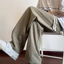 亚麻裤子男士夏季薄款新款潮流休闲棉麻裤宽松直筒阔腿长裤批发
