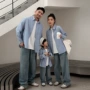 条纹春夏四口儿童衬衫