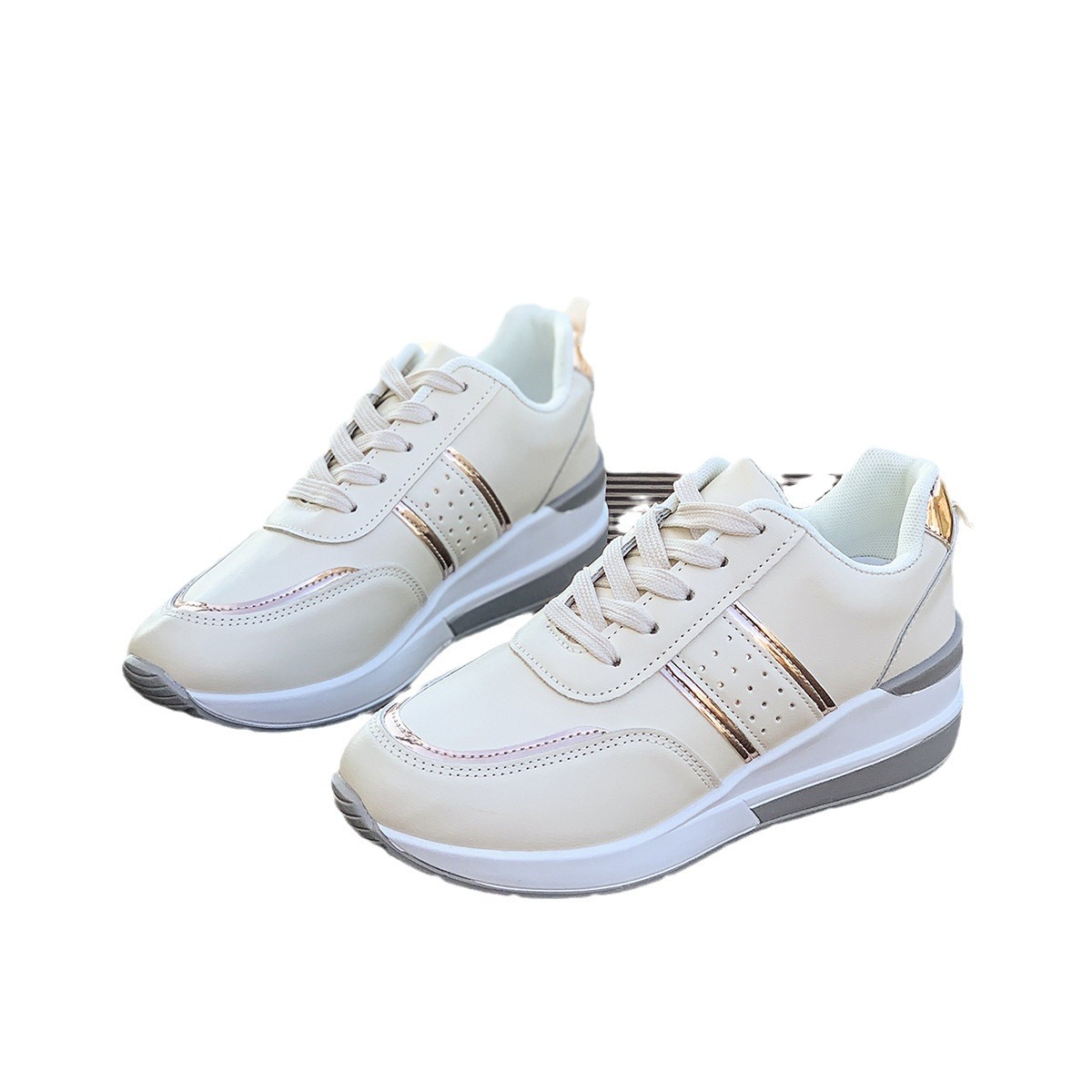 Damenschuhe 2024 Herbst neue Damen Sport Freizeitschuhe neue Mode Keilabsatz dicke Unterseite große Größe Freizeitschuhe_voghion.com