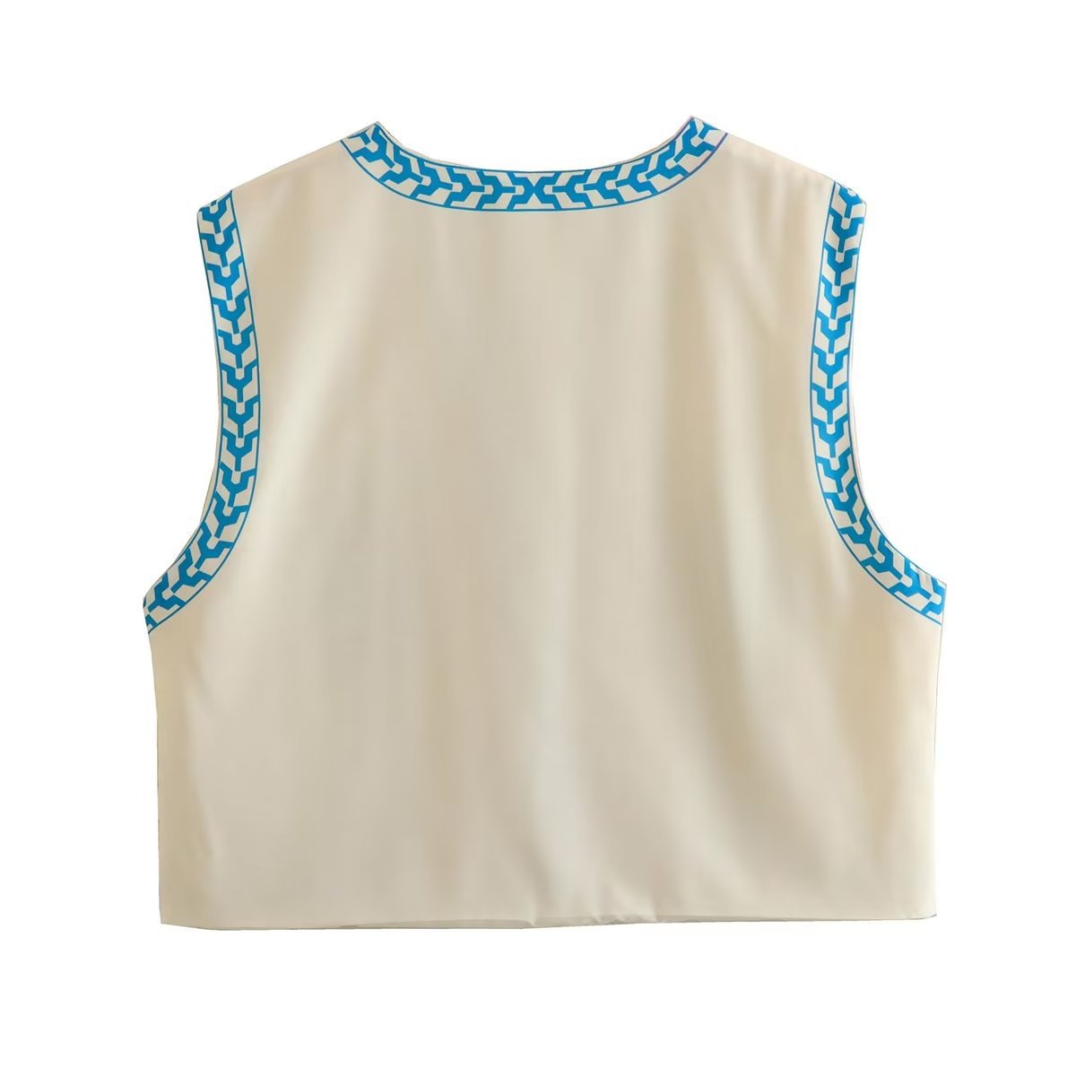 Ropa de mujer de estilo europeo y americano de comercio exterior 2023 verano nuevo retro impreso corte desgaste exterior cardigan chaleco estilo francés image 6