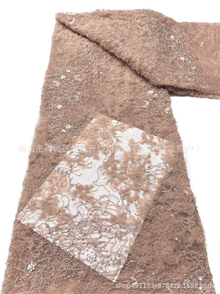 Nicho Zhong lujo ligero diseñador de moda vestido vestido fabricante de tela cordón de hueso encaje disco con tela bordada de perlas image 8