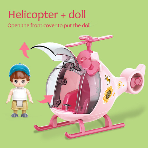 Cross-border children and girls play house cartoon airplane helicopter model doll doll doll toy set wholesale