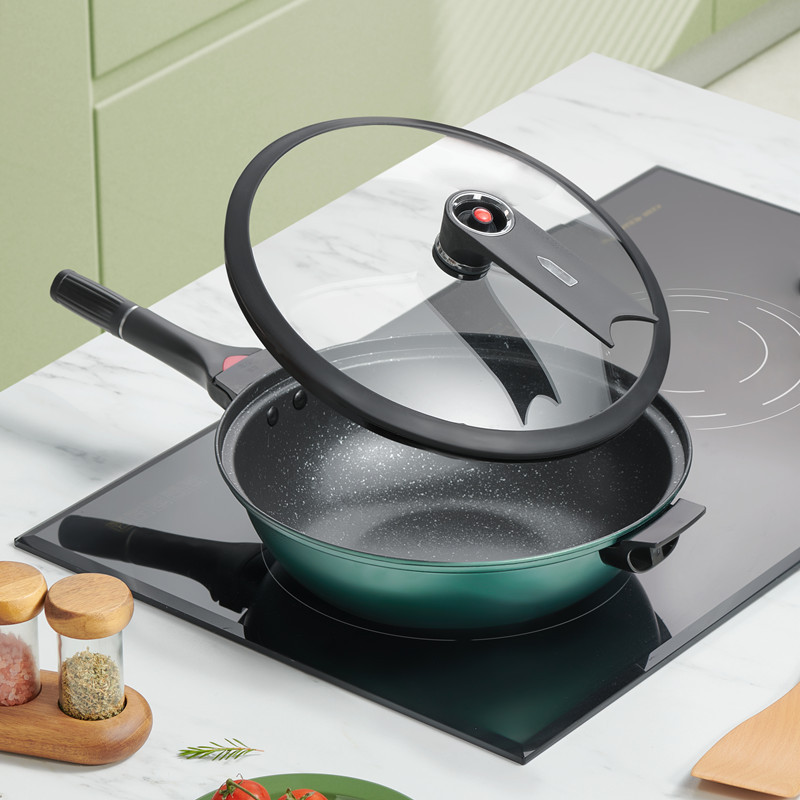 Gift Micro-pressure Stew Wok Household Flat Bottom Multi-functional Vacuum Non-stick Pan Gas Induction Cooker Universal