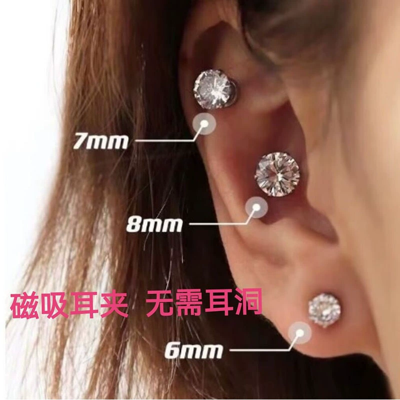 Earrings, zirconium, brand ear clips, simple and elegant design, no pierced ears