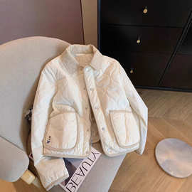 韩系时尚轻薄羽绒棉服女2023冬季新款小个子夹棉加厚保暖棉衣外套