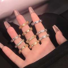 輕奢交叉微鑲鋯石開口戒指小眾ins高級感簡約冷淡風個性百搭指環