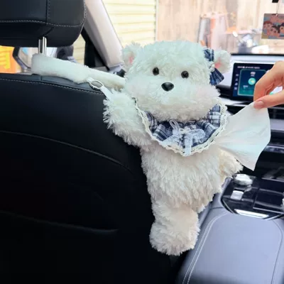 Car tissue box/set hanging creative car tissue box - forest-blue-grid-cute-puppy