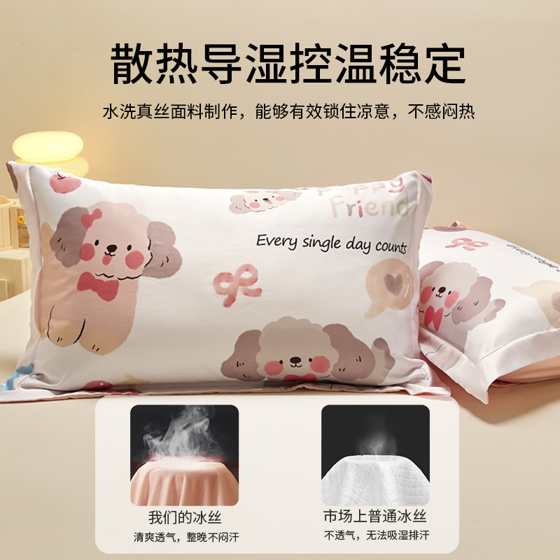 Un par de fundas de almohada de seda de hielo de 48cmx74cm fundas de almohada de seda para el hogar 2025 nuevo juego completo individual premium