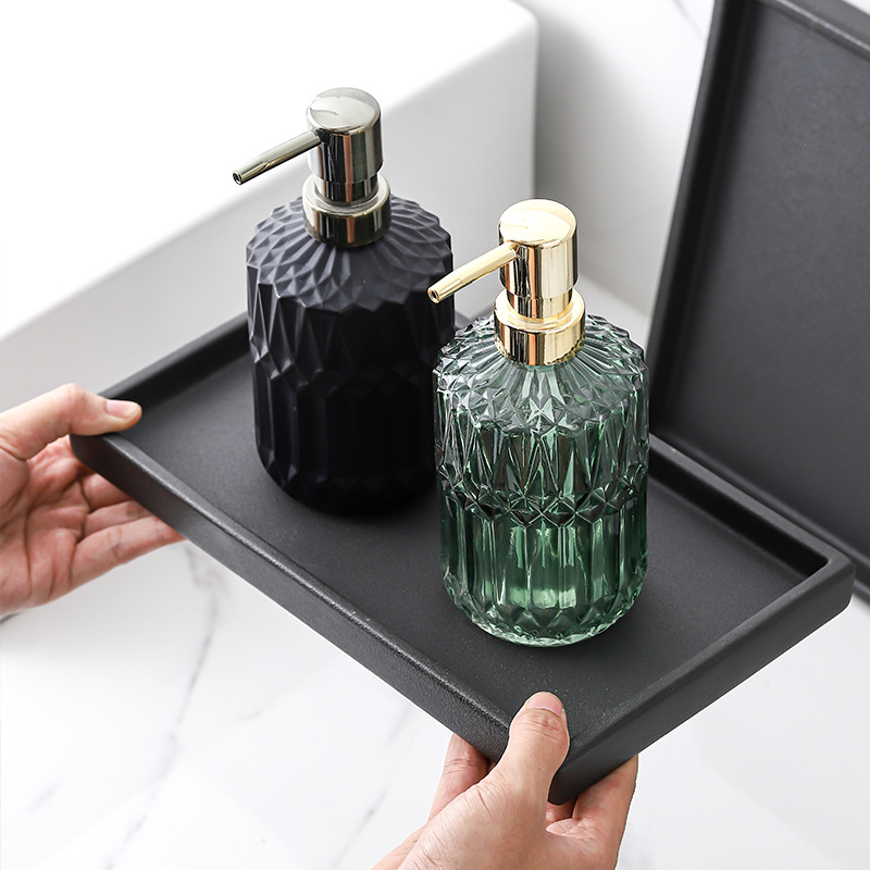 Nórdico creativo bandeja de cerámica patrón de piedra Placa de joyería del hogar placa rectangular Hotel suministros de baño Placa de almacenamiento placa oscilante