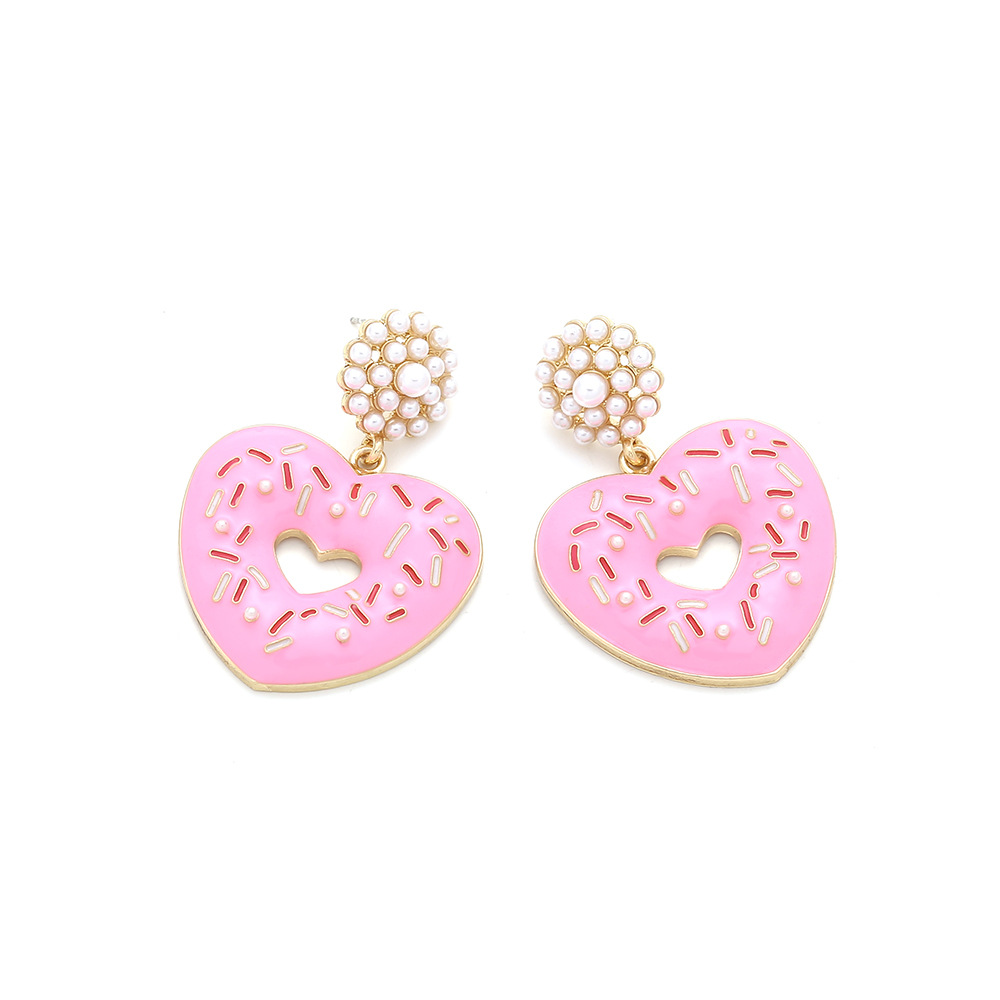 Cute Heart Shape Zinc Alloy Enamel Artificial Pearls Women's Drop Earrings display picture 3