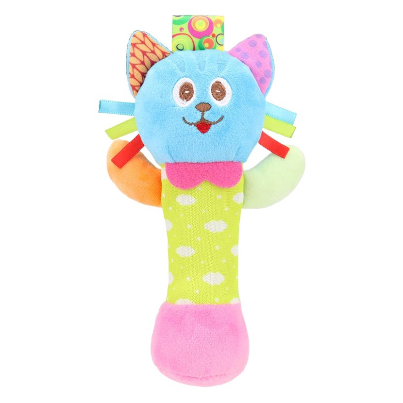 Fábrica al por mayor earthmama juguete infantil animal mano sacudida palo con BB dispositivo mano tambor calmante muñeca