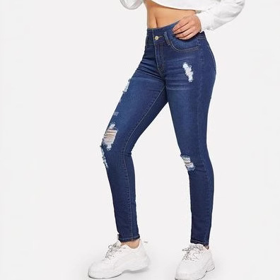 Suministro transfronterizo pantalones vaqueros con pies rotos para mujer