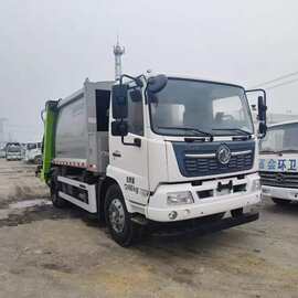 单桥大型垃圾车图片 18方容积压缩式垃圾车 东风天锦垃圾车多少钱