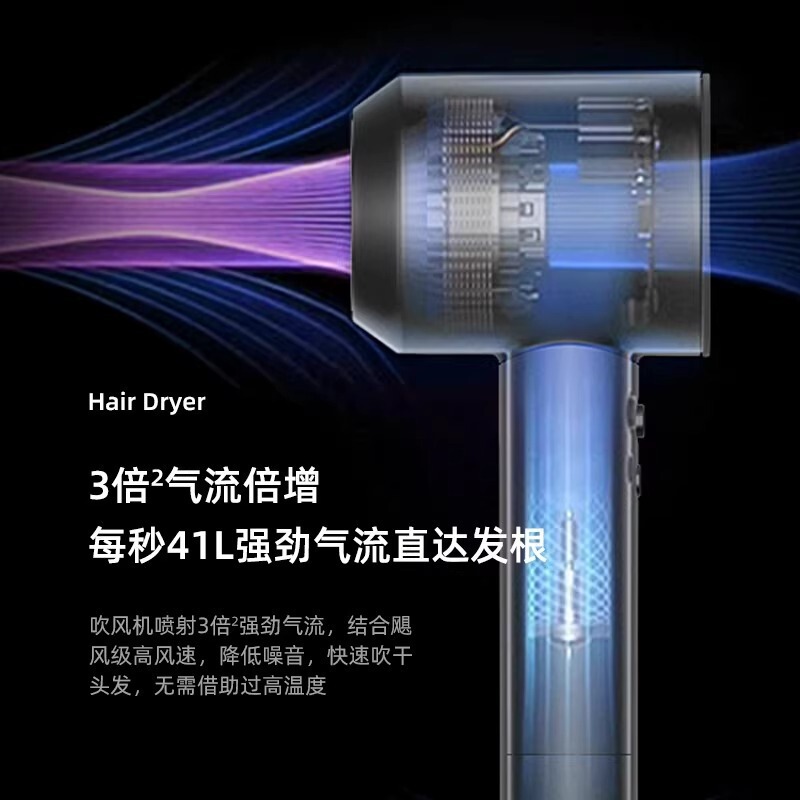 新しいHuaqiangbei Musenと同じスタイルのブレードレス中空ヘアドライヤー高速ヘアドライヤーハイパワーマイナスイオン家庭用|undefined