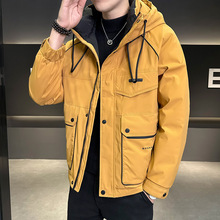 羽绒服男装潮牌可二开户外山系工装连帽外套跨境直播爆款保暖大衣