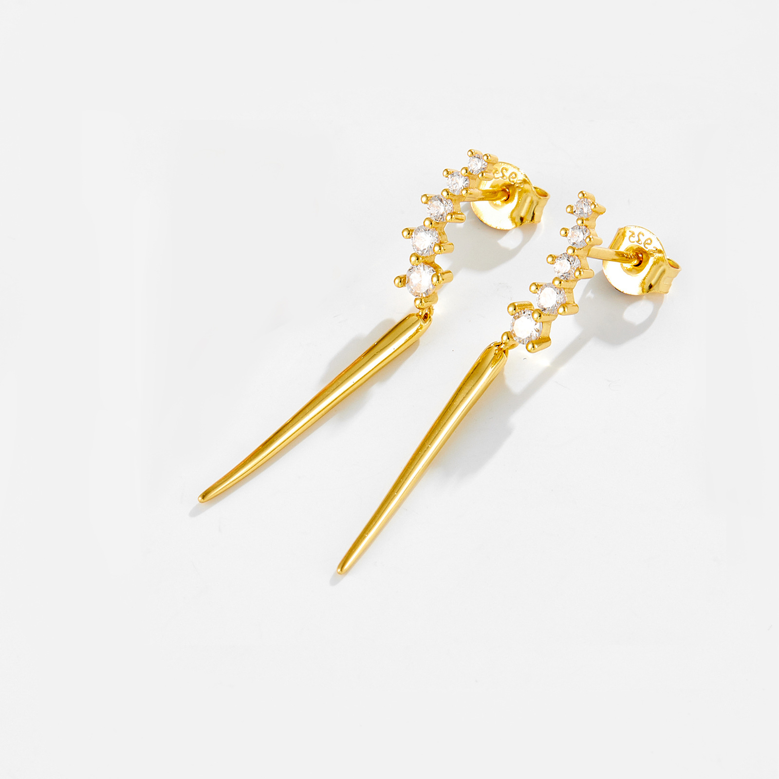 Drop Earrings, Ear Studs Classification 1 Pair Quantity 1 Pair 925 Sterling Silver Zircon Geometric Drop Earrings Ear Studs