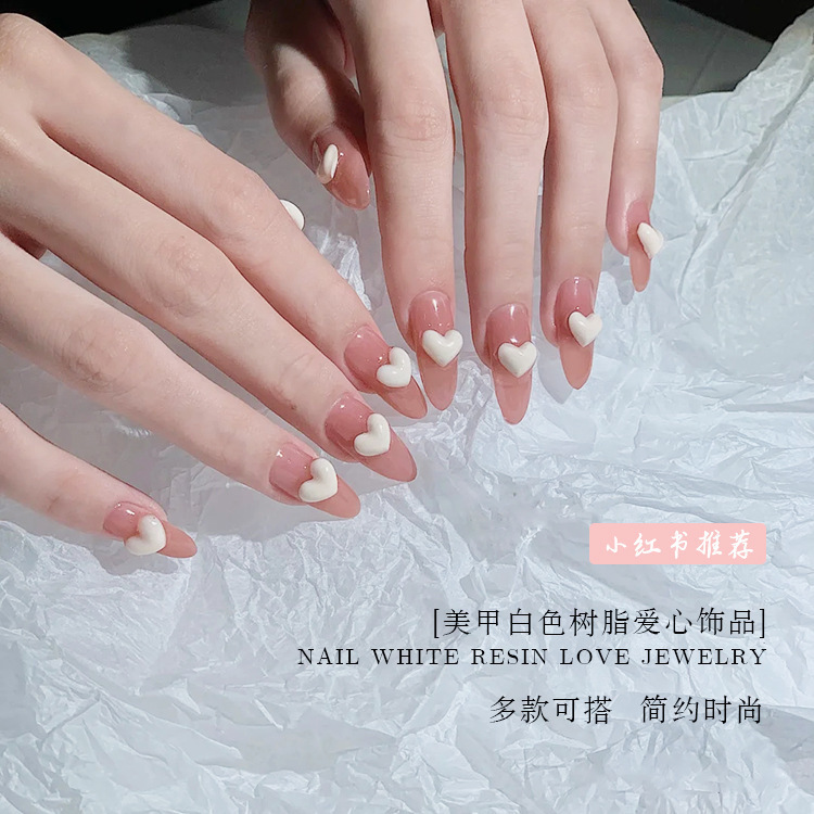 Mini cuidado Blanco Amor corazón diamante clavo celebridad en línea accesorios tridimensionales decoración joyería de uñas corazón caliente fondo plano