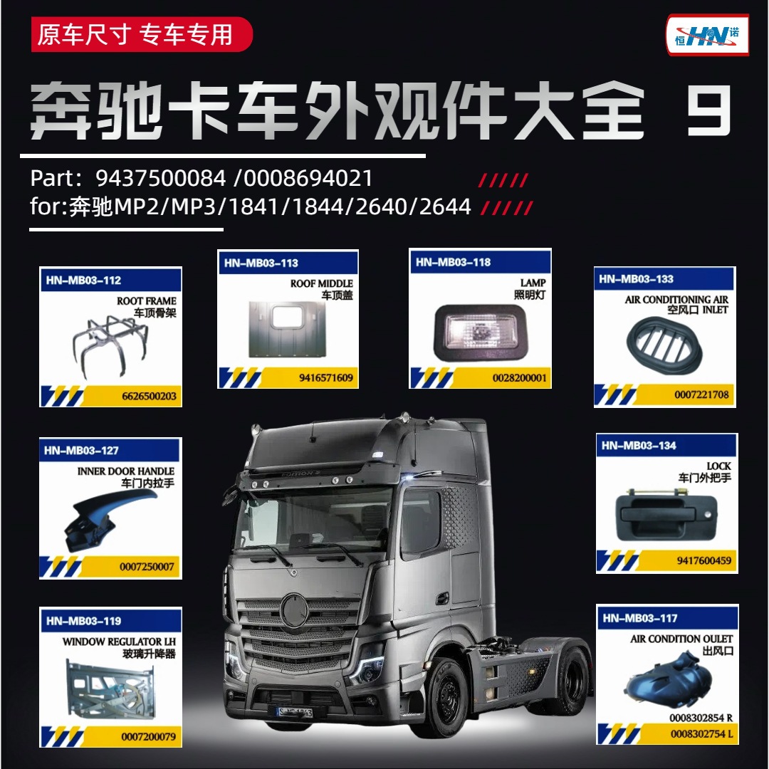 PARA piezas de reparación de camiones North Benz accesorios de apariencia salida de aire / esqueleto / cubierta del techo / elevador de vidrio