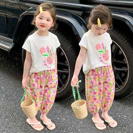 女童夏套装2026新款儿童无袖背心裤子两件套潮时髦女宝宝洋气衣服