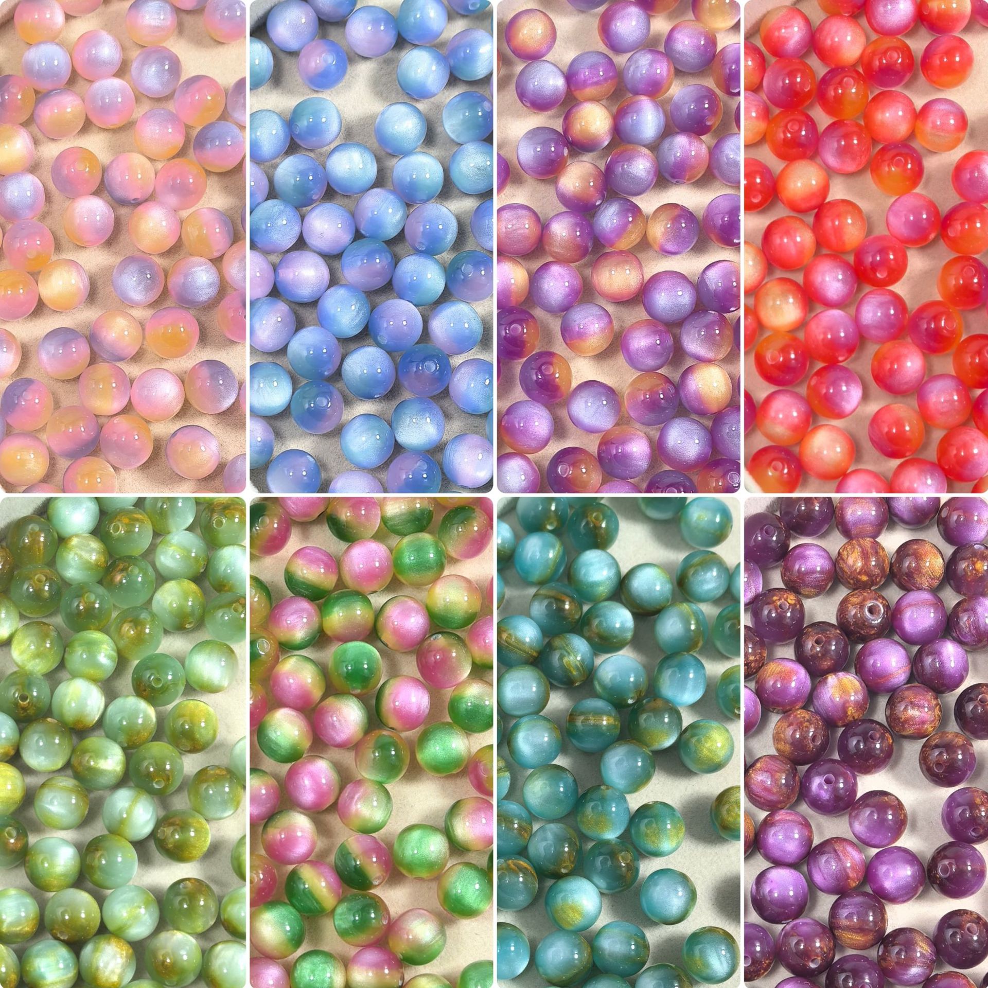 星空鎏金树脂油画散珠猫眼珠串珠手串珠子diy饰品手链手串项链材