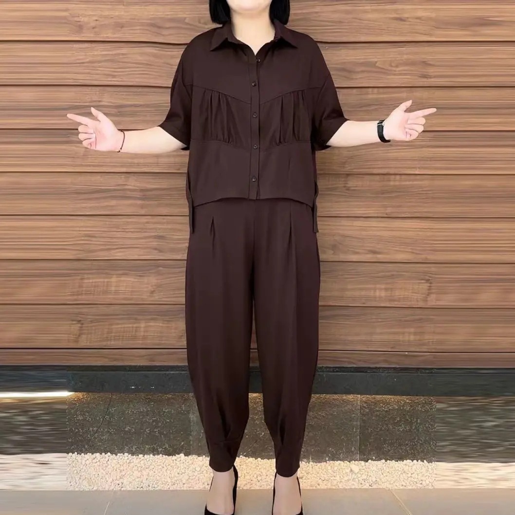 여름 새로운 패션 캐주얼 느슨한 슬리밍 서양식 여성 한국식 우아한 투피스 세트