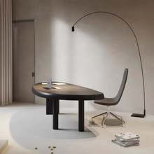 侘寂风全实木电脑桌简约现代书桌办公桌设计师创意小户型异形餐桌