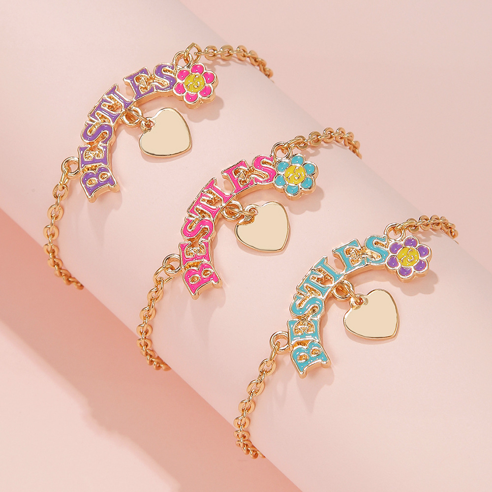Cute Flower Alloy Plating Kidu0027S Bracelets 3 Piece Set