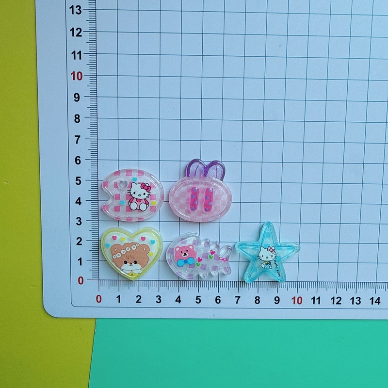亮面彩色格子透明Kitty系列diy水杯发夹头饰手机壳装饰贴片配件批|undefined