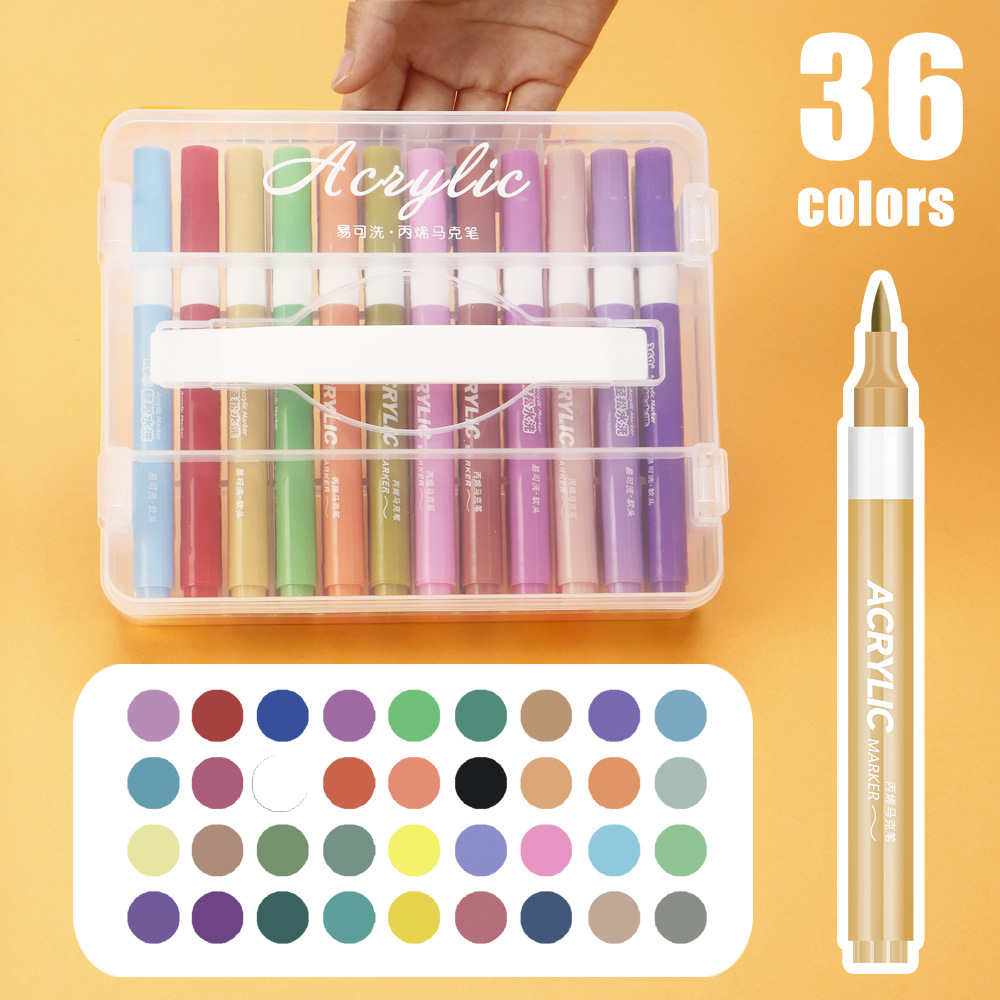 Caja de acrílico marcador de acrílico conjunto de cabeza suave pintura de los estudiantes puede plegar color fácil de lavar acuarela para niños al por mayor