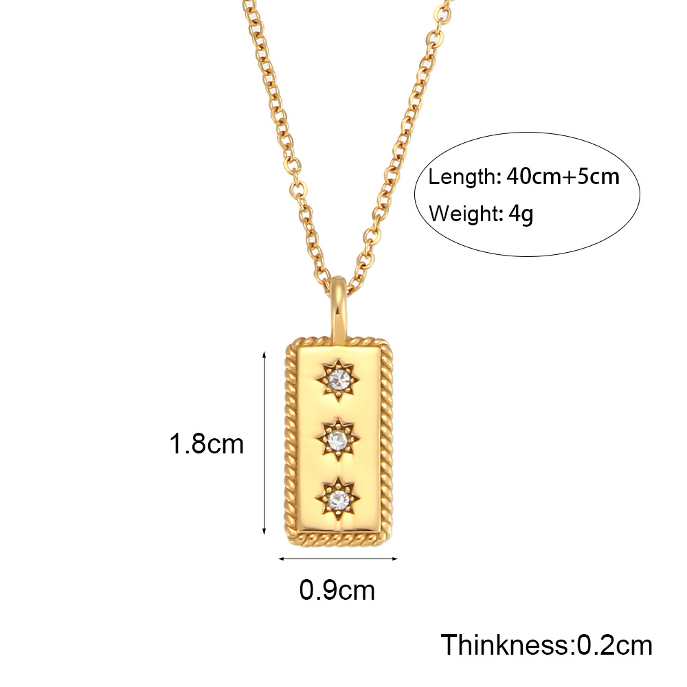 Fashion Square Stainless Steel Necklace Inlay Zircon Stainless Steel Necklaces display picture 2