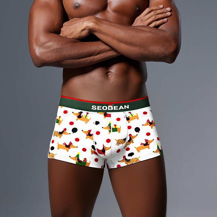 New Seobean Men's Boxer Briefs Trendy Christmas-Themed U-Pouch Men's Boxer Briefs Wholesale Hot Sale