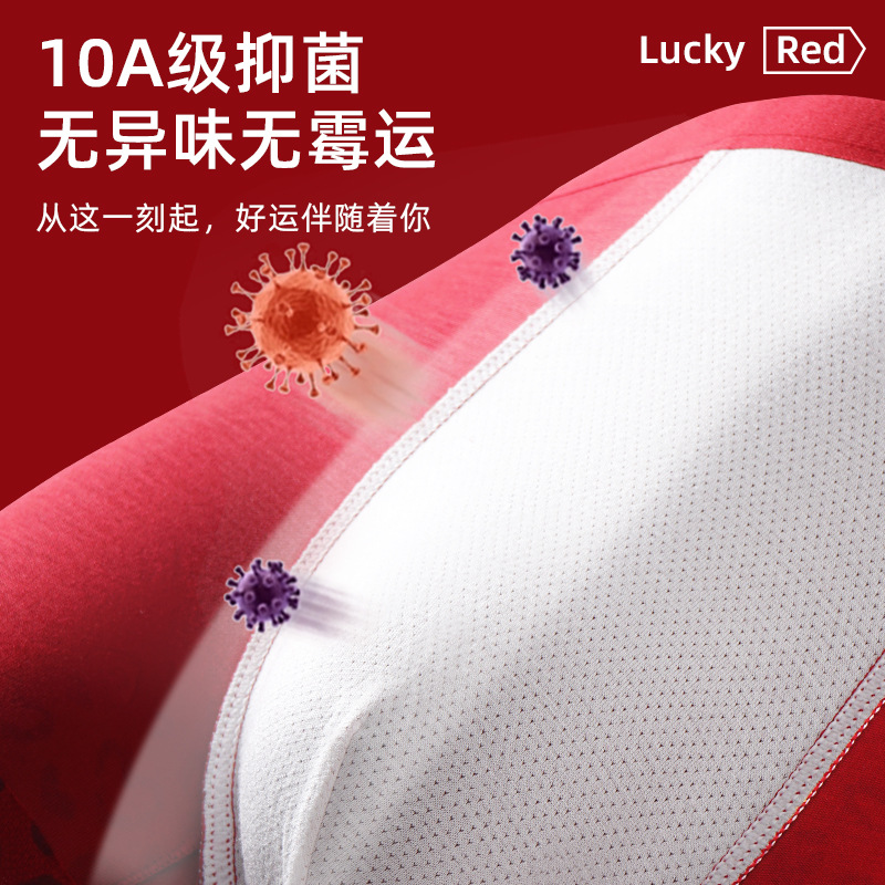 Este año de la vida, ropa interior de hombre, estampado de moda, pantalones de impresión, personalidad cómoda, pantalones rojos festivos para hombres.