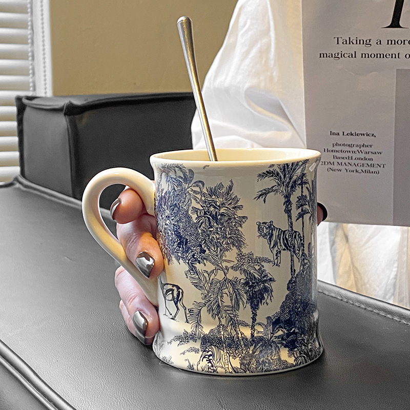 Francés retro taza de agua Cerámica puede entrar horno microondas caja color independiente Oficina nicho ins leche avena