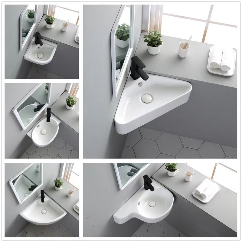 Balcony Triangular Hanging Basin, Fan-Shaped Wall-Mounted Washbasin, Corner/Corner-Shaped/Straight-Angle Washbasin
