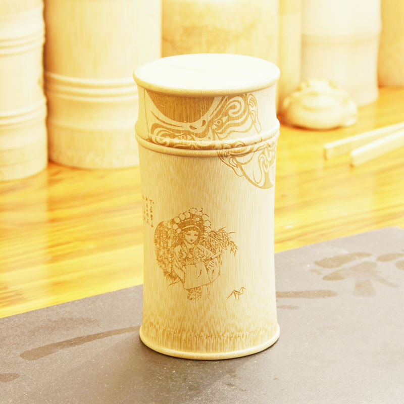 ポータブル茶葉缶密封缶旅行元生態竹製貯蔵缶茶缶彫刻茶桶特色竹工芸品|undefined