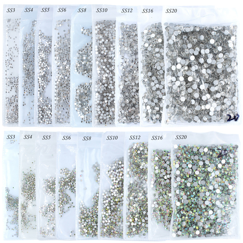 Manicure Flats Bottom Rhinestones Commonly Used White Diamonds for Nail Salons Ab Colorful Diamonds Large and Small 1440 Nail DIY Accessories