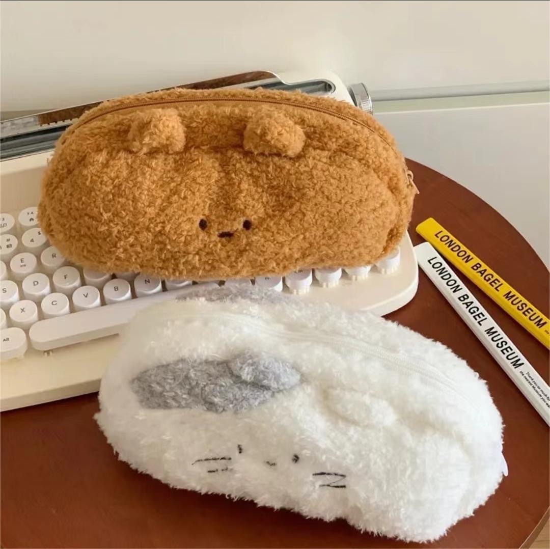 原创奶乎乎毛绒笔袋 可爱高颜值ins多功能大容量收纳包学生文具袋