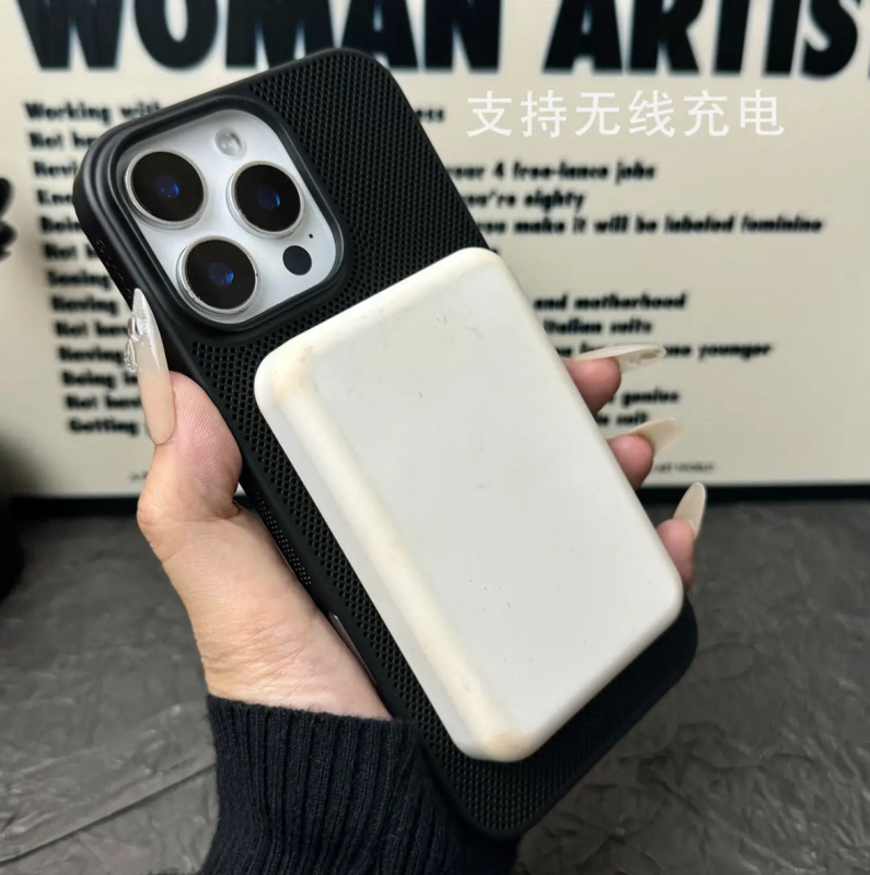 夏の目の穴の通気性の放熱はリンゴの16promaxの細い輪の磁気吸引の携帯の箱のiPhone15の全包みの14を適用します。|undefined