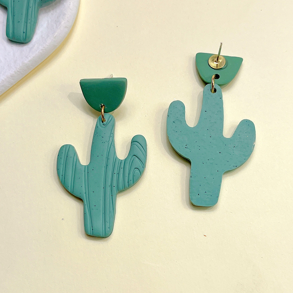 1 Pair Fashion Cactus Soft Clay Women's Drop Earrings display picture 3