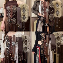 爆款美式复古皮革铆钉腰链个性小众辣妹风腰带轻奢高级感腰饰批发