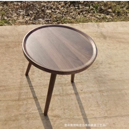 Wooden Small Apartment Coffee Table for Living Room, Home Use, Round Table for Bedroom, Creative Sofa Side Table, Solid Wood Oval Coffee Table