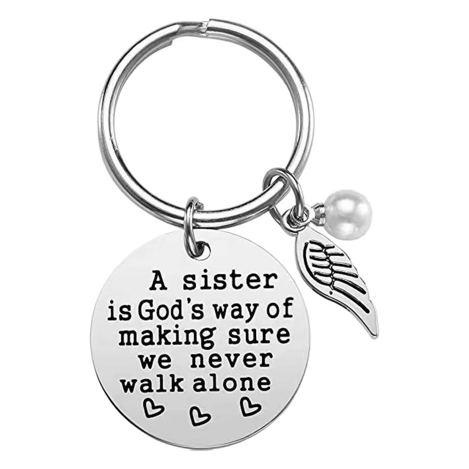 Llavero del acero inoxidable de las buenas hermanas de la sangre No hermanas del llavero de las alas de la Perla del mejor amigo